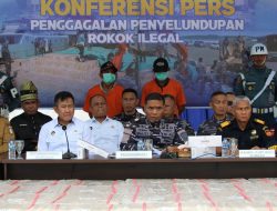 Danlantamal I Hadiri Konfrensi Pers TNI AL Gagalkan Penyundupan Rokok Ilegal di Perairan Riau