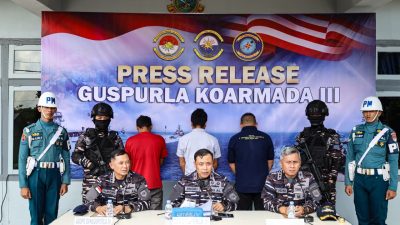Guspurla Koarmada III Gelar Press Release Kapal Ikan Bermuatan BBM Ilegal